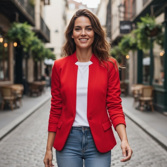 Gibson Red Notch Collar Blazer - Picture 2 of 11